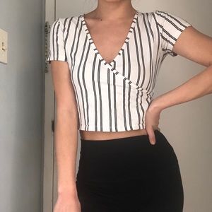 White strip crop top